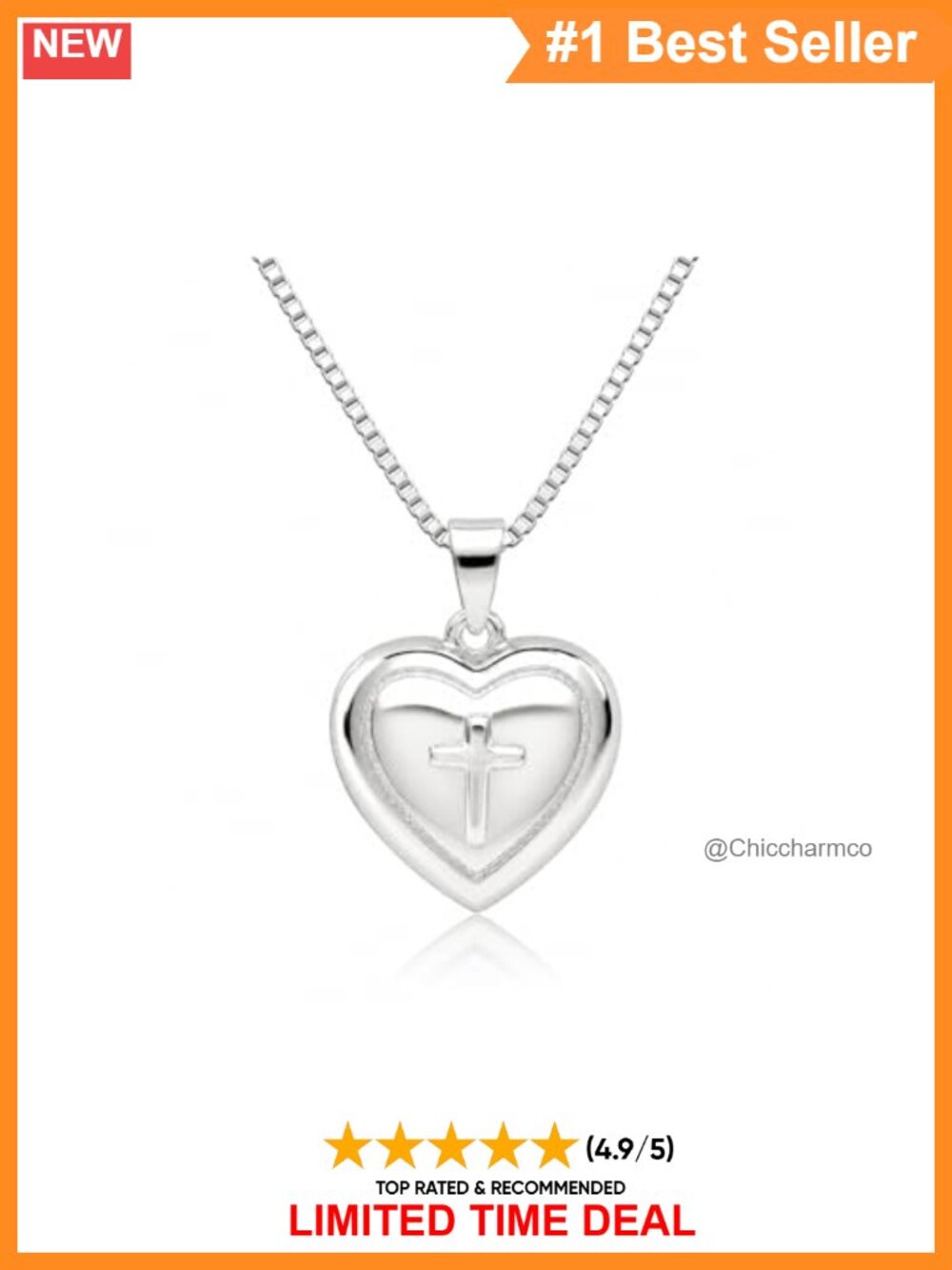 925 Sterling Silver Heart Cross Locket Necklace 16-18 Inch Lobster Clasp